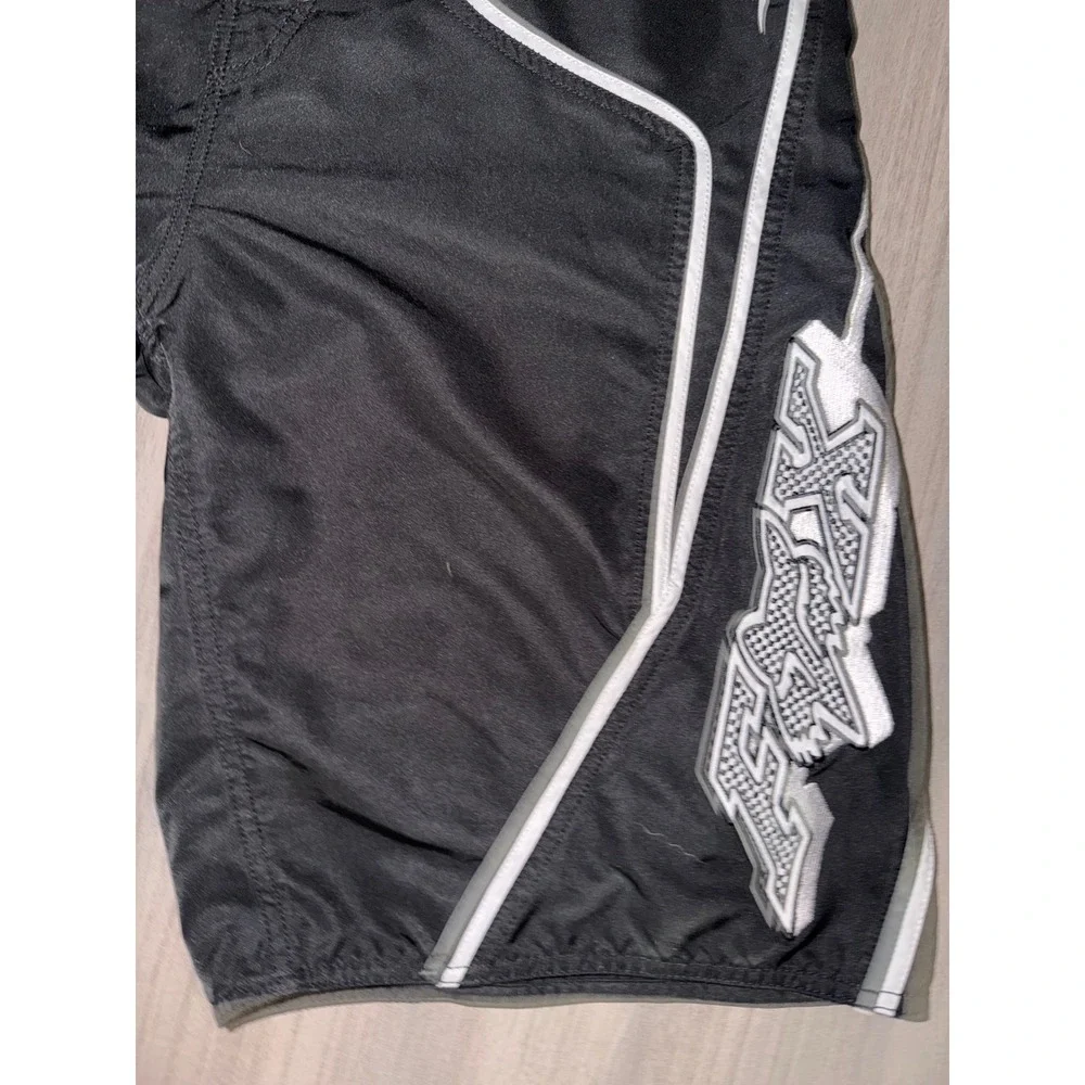 Vtg Y2K Fox Racing Mens Board Shorts Black White Logo Swim Trunks Size 36 X10